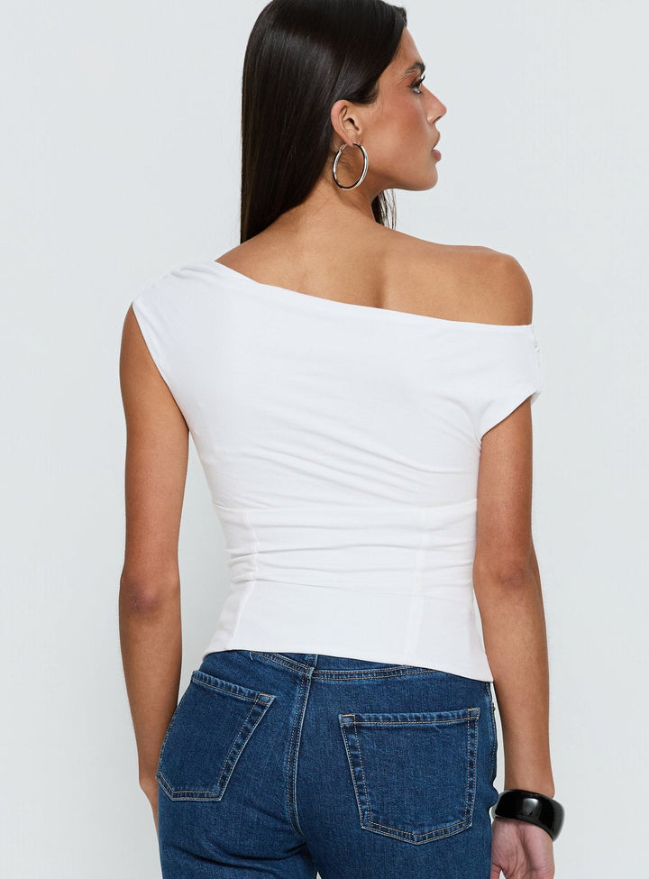 Bianca | Women’s One-Shoulder Gathered Top in White