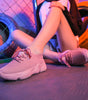 Thick-soled white shoes female flying woven old shoes sports shoes women