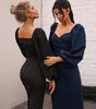 Waist bubble sleeve dress long sleeve dress