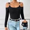 Spring/Summer Off-Shoulder Metal Hook Top – Stylish & Sexy!