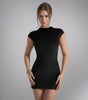 Solid Color Backless Sleeve Slim Fit High Waist Short Dress