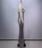 Fashion Backless V Sequined Suspender Ruffled Long Sheath Dress