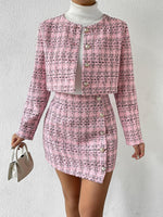 Heavy Industry Knitting Classic Style Jacket Half Body Skirt Outfit