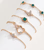 Bohemian 5 stück Grün Kristall Armbänder Schmuck Set Für Frauen Herz Armband Hochzeit Engagement Armband Mode Schmuck
