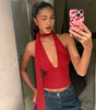 Women's Scarf Lace-up Low-cut Back Cutout Sling Top