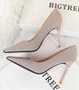 Shallow metal pointed high heels