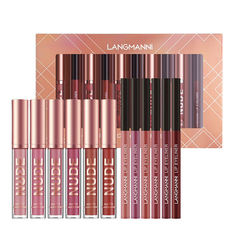 12-Piece Matte Lipstick & Lip Liner Set – Waterproof, Long-Lasting Makeup Gift