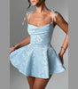 European And American Style Jacquard Texture Spaghetti Straps Slimming A- Line Dress