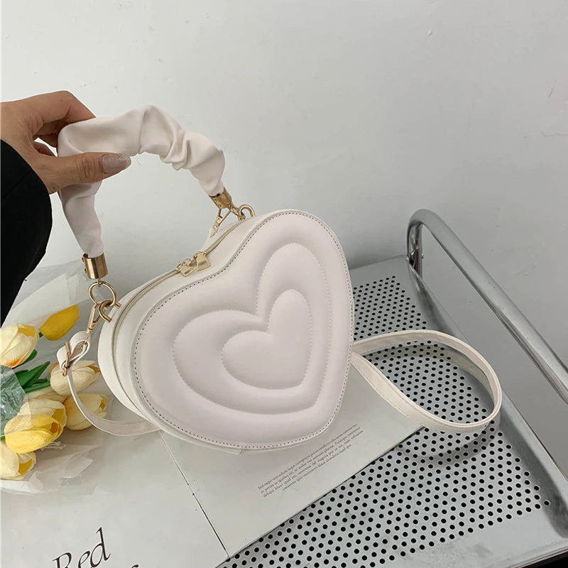 Heart-Shaped PU Leather Crossbody Bag