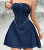 Women's Off-Shoulder Denim Bodycon Dress – Y2K Party Clubwear