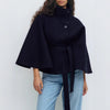 Winter High Neck Batwing Sleeve Coat With Belt Fashion Loose Elegant