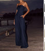 Rückenfreier Jumpsuit mit weitem Bein und Tube-Top