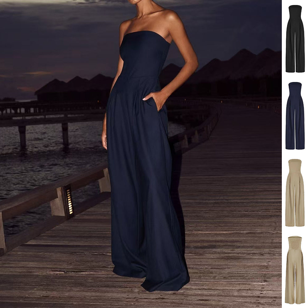 Backless Wide-Leg Tube Top Jumpsuit