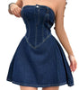 Women's Off-Shoulder Denim Bodycon Dress – Y2K Party Clubwear