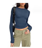 Women's Clothing Fashion Slim Long-sleeved Pullovers Tops Solid Causal Fit Shirts