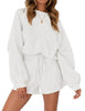 Loose Pullover & Drawstring Shorts Set - Women's Casual Sportswear