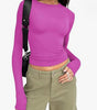 Women's Clothing Fashion Slim Long-sleeved Pullovers Tops Solid Causal Fit Shirts