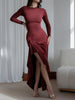 Slim-Fit Asymmetric Split Long Sleeve Dress