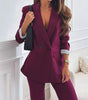 Women's Suit Lapel Leisure Commute Solid Color Two-piece Suit