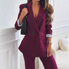 Women's Suit Lapel Leisure Commute Solid Color Two-piece Suit