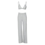 Spaghetti Straps Midriff-baring Vest Three-piece Slim-fit Trousers