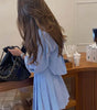 Elegant Blue Striped Women's Two-piece Set Fashion Long Sleeve