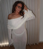 Gestricktes Kleid mit langen Ärmeln und One-Shoulder-Träger