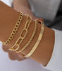 Exaggerated And Minimalist Gold Thick Chain Bracelet Set Of Four Pieces