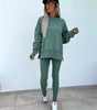 Sweater Suit Women's Casual Loose Long Sleeve Crew Neck Split Top Tight Trousers