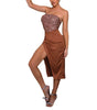 Sexy Tube Top Temperament High Slit Pure Color Sequins Evening Dress