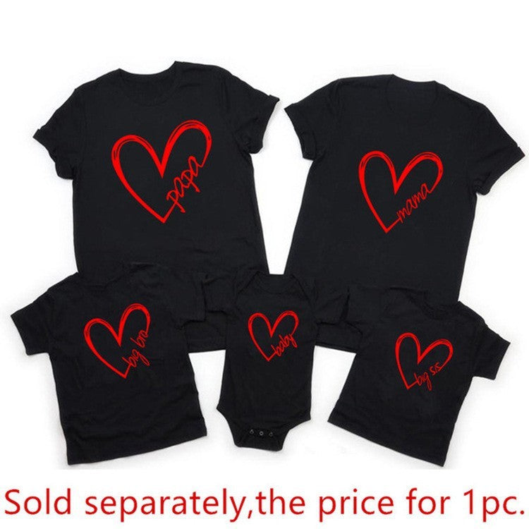 Love English Alphabet Print Parent Child T Shirt