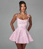 European And American Style Jacquard Texture Spaghetti Straps Slimming A- Line Dress