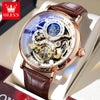 Moon Phase Dual Time Zone Skeleton Watch