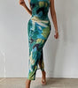 Women's Clothing Slit Hemline At Hem Sleeveless Printed Dress