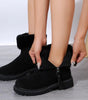 Women's Winter Plush Snow Boots - Side-Zip, Low-Heel