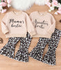 Parent-child Clothes Suit Clothes Girls' Sweater Top Leopard Print Bell-bottom Pants