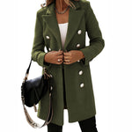 Double-Breasted Wool Coat - Women's Autumn/Winter Jacket