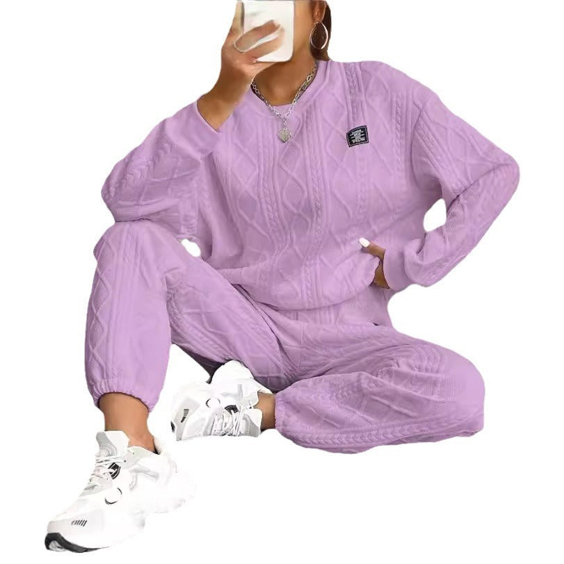 Women's Jacquard Sweater & Trousers Set