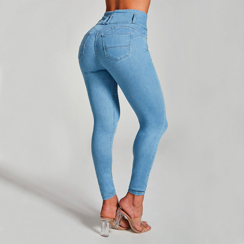 High Waist Jeans Damen Skinny Hose Eng Stretch