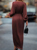 Elegant Waist-Tight V-Neck Split Dress