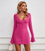 Sexy U-Neck Long Sleeve Slim Fit Dress