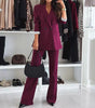 Women's Suit Lapel Leisure Commute Solid Color Two-piece Suit