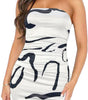 Tube Top Printed Pleated Pullover Hip Wrap Short Dress