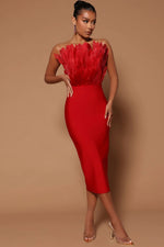 Tube Top Feather Stretch Slim Fit Bandage One-piece Dress