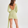 Y2K Long-Sleeve Backless Dress – Sexy & Hip-Hugging Fit!