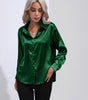 One-Button Satin Long Sleeve Shirt