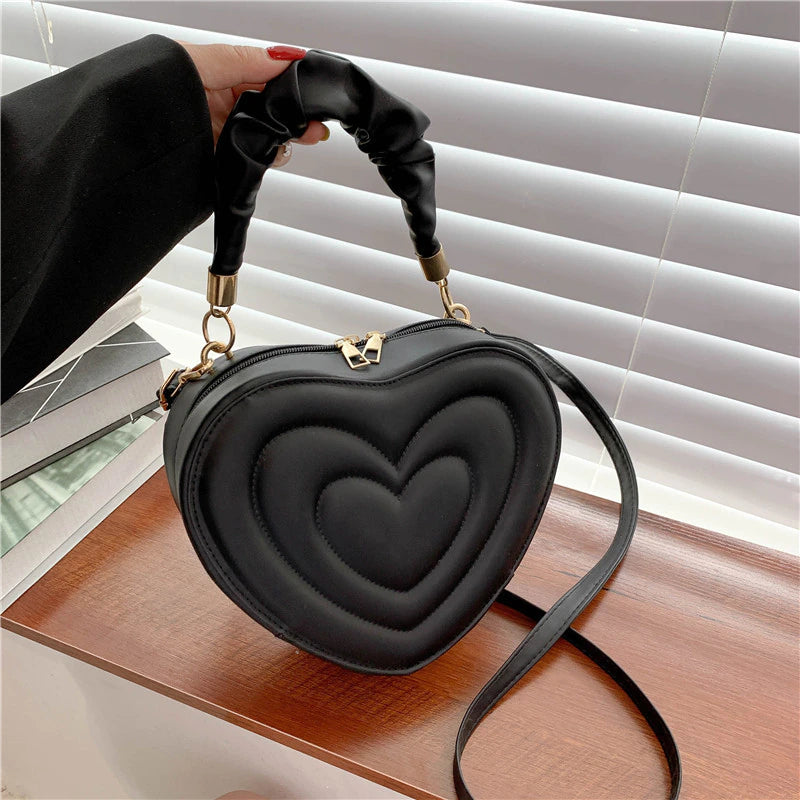 Heart-Shaped PU Leather Crossbody Bag
