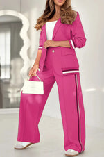 Women’s 2-Piece Suit Set – Blazer & High Waist Wide Leg Pants Office Outfit