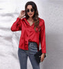 One-Button Satin Long Sleeve Shirt