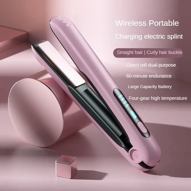 Wireless 2-in-1 Hair Straightener & Curler | USB Rechargeable | 5000mAh | 200°C | Portable & Cordless